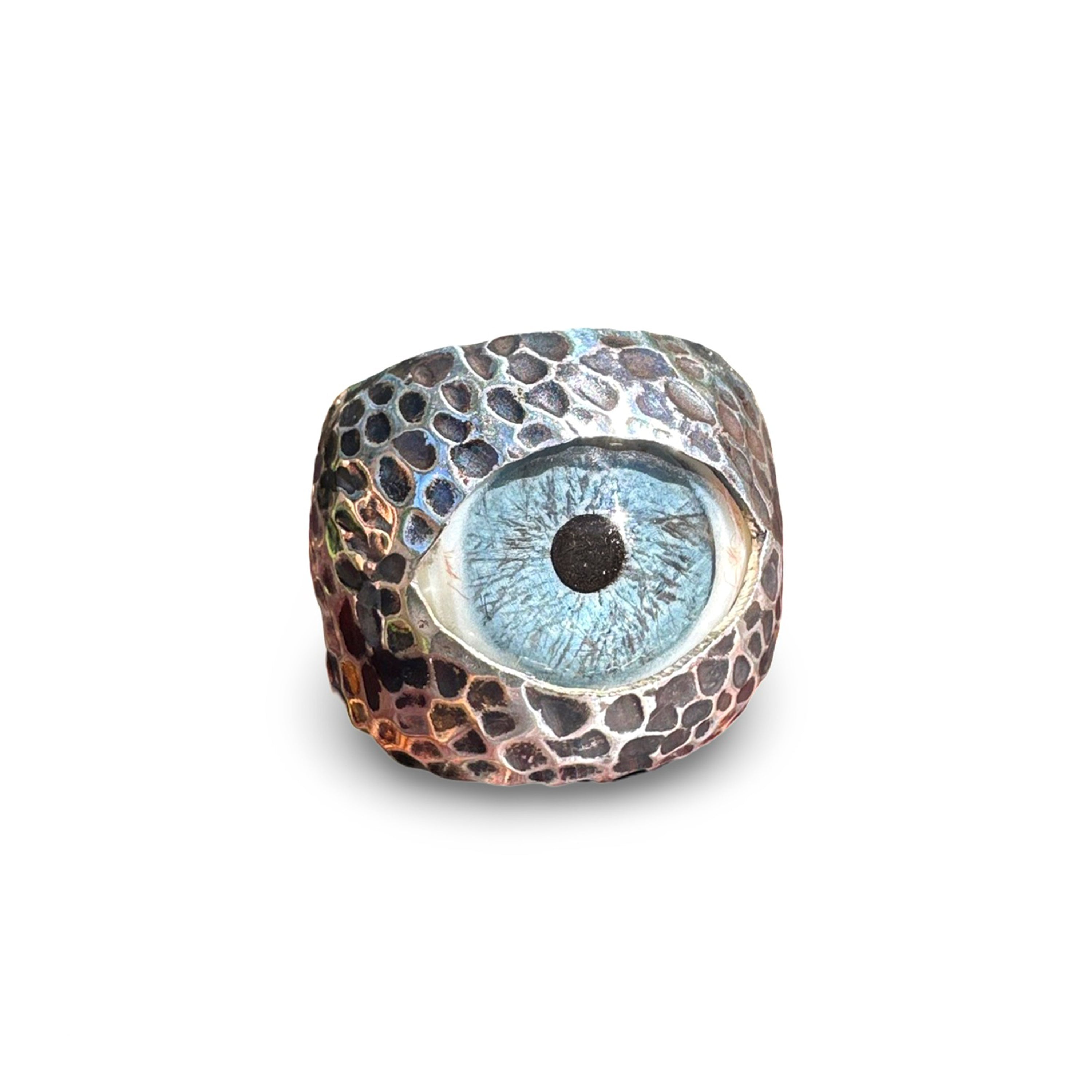 Thorns & Roses Hand Painted Blue Silver Eye Ring – Eyeba