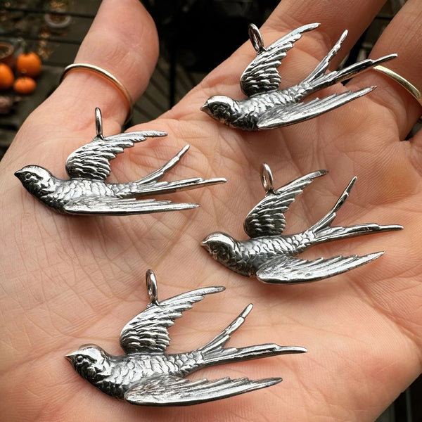 Solid Sterling Silver Swallow Pendant