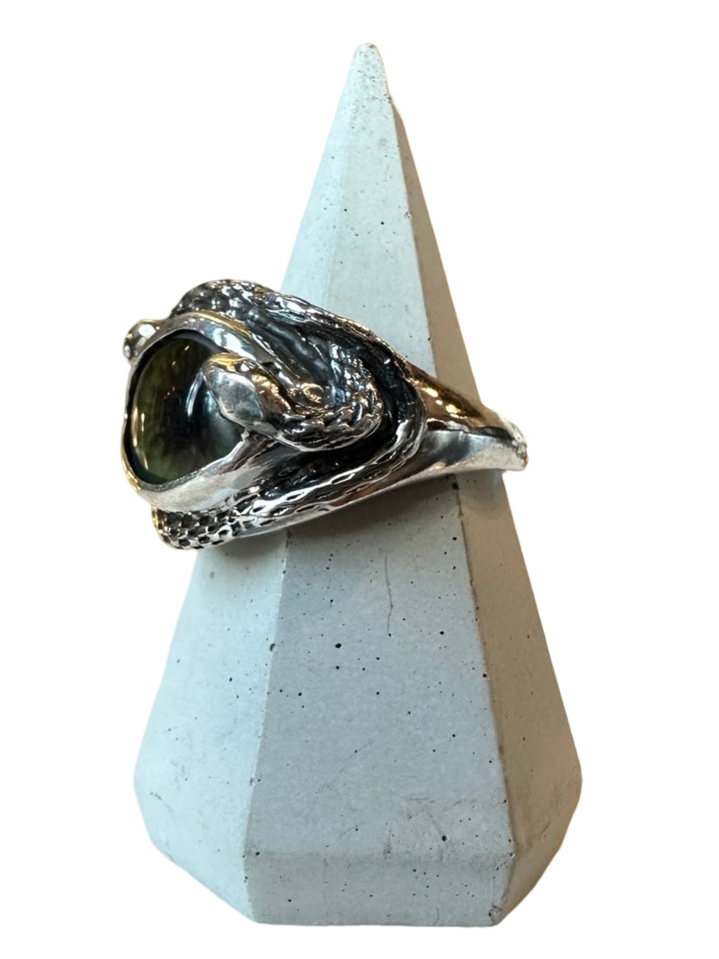 Hand Painted hazel winter green Ojo De Medusa Eye Ring (smaller version)