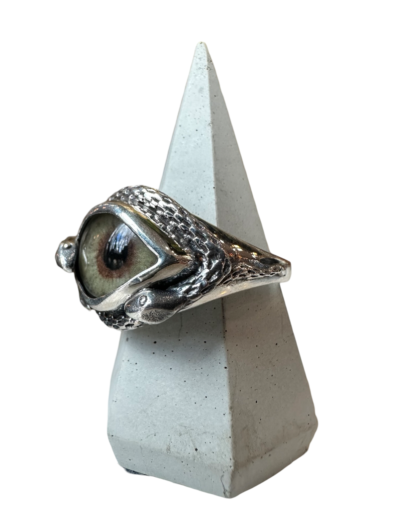 Hand Painted hazel gray green Ojo De Medusa Eye Ring (smaller version)