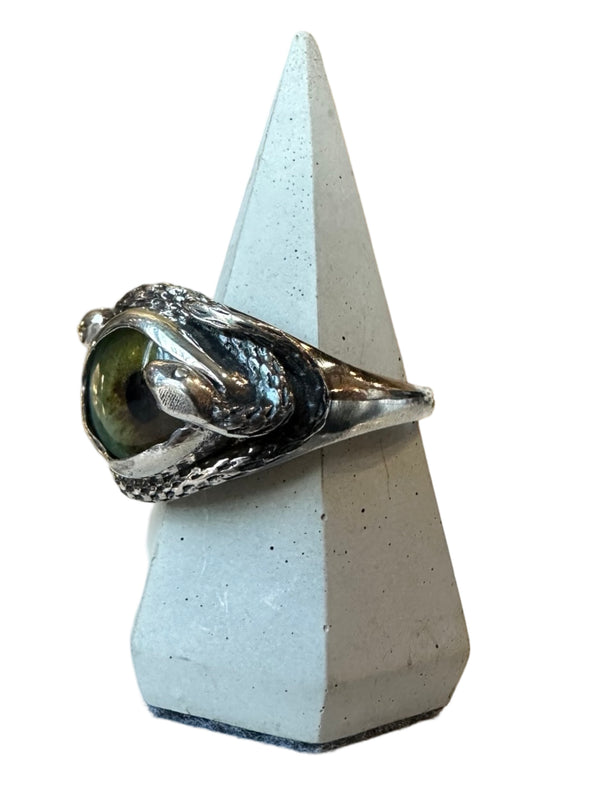 Hand Painted hazel green Ojo De Medusa Eye Ring (smaller version)