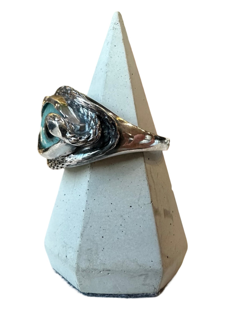 Hand Painted Teal Ojo De Medusa Eye Ring (smaller version)