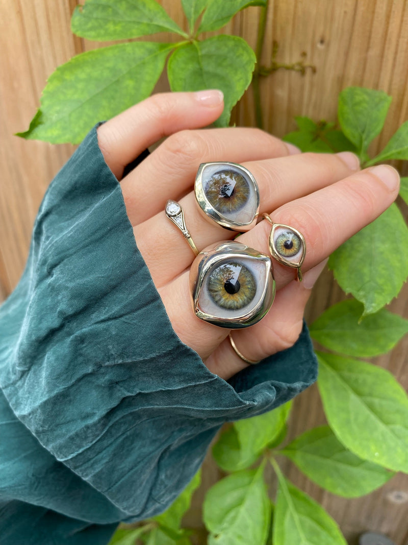 Ice Green Silver Mini Eye Ring