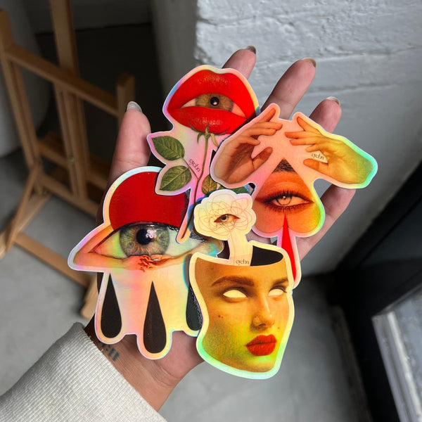 4 Pack Holographic Stickers