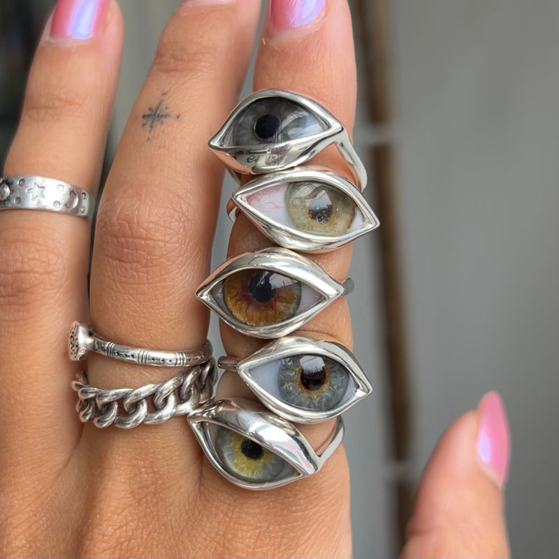 Eyes For All Blue Silver Dali Eye Ring