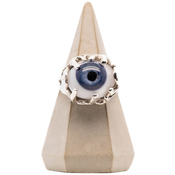 Blue Silver Nugget Eye Ring