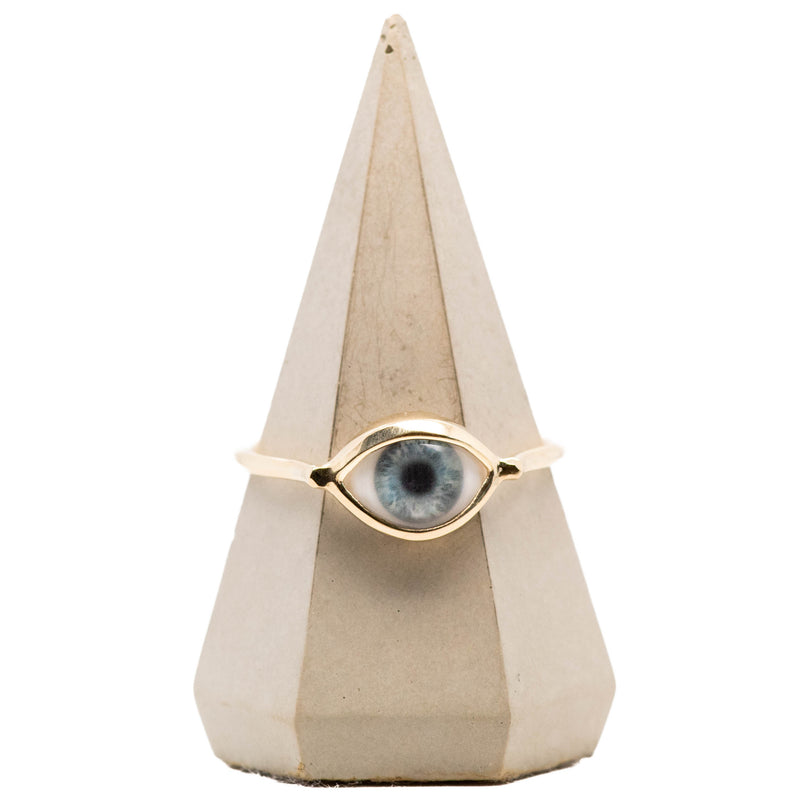 Light Blue Gold Mini Eye Ring