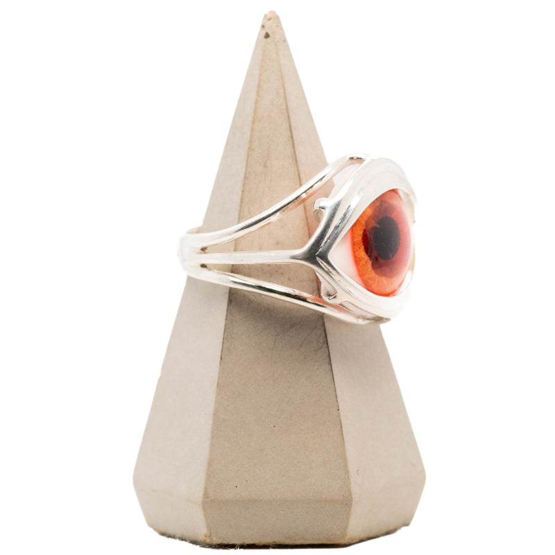 Red Orange Glass Skeleton Eye Ring