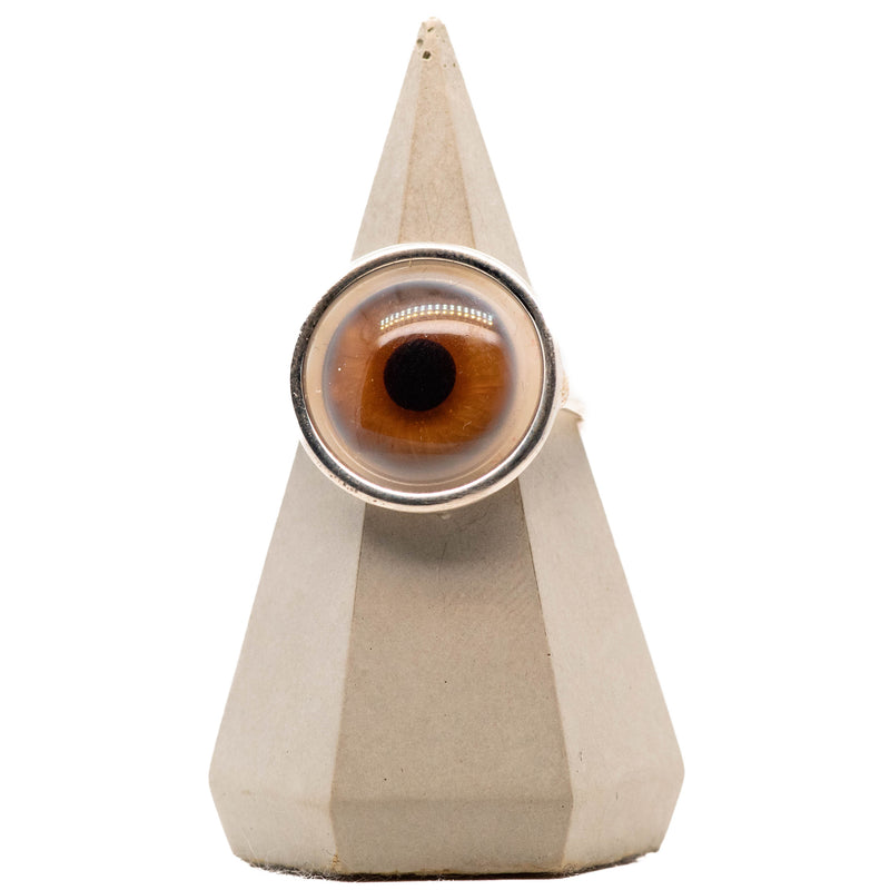Brown Circular Glass Eye Ring