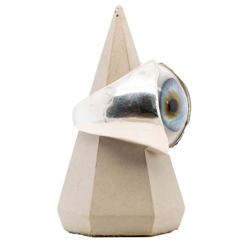 Blue Silver King Glass Eye Ring