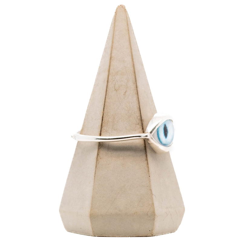 Bright Turquoise Silver Mini Cat Eye Ring