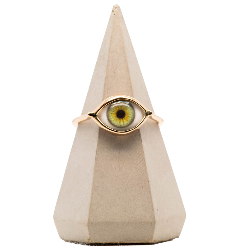 Green Gold Mini Eye Ring