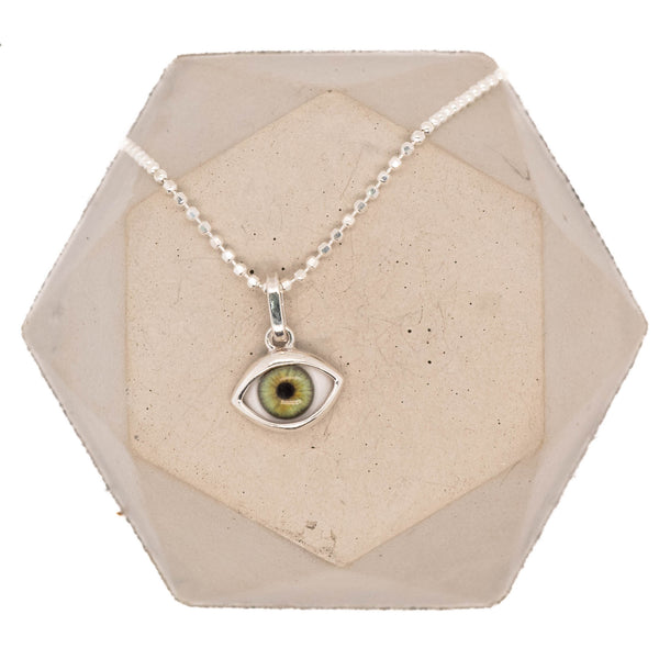 Green Silver Mini Eye Pendant