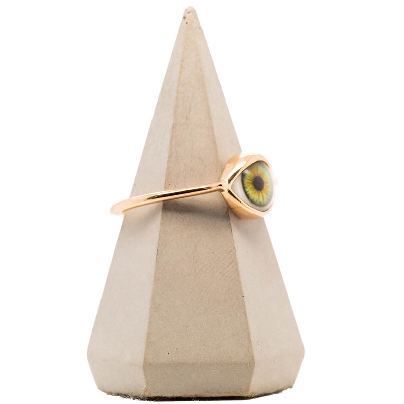 Green Gold Mini Eye Ring