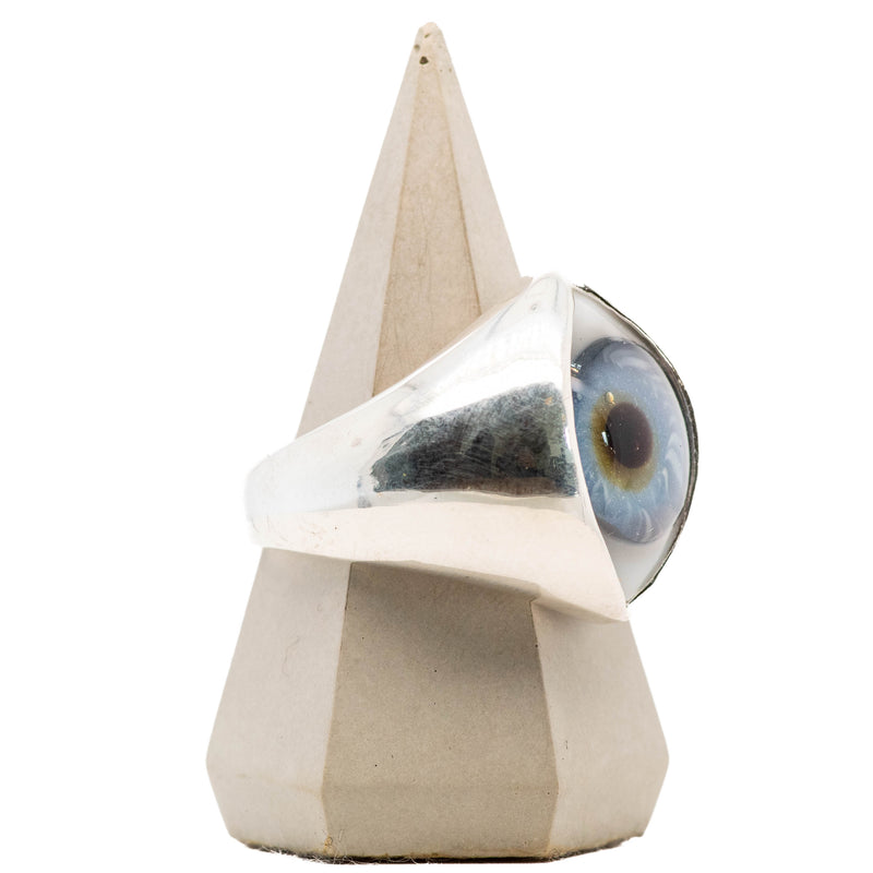 Blue Silver King Glass Eye Ring