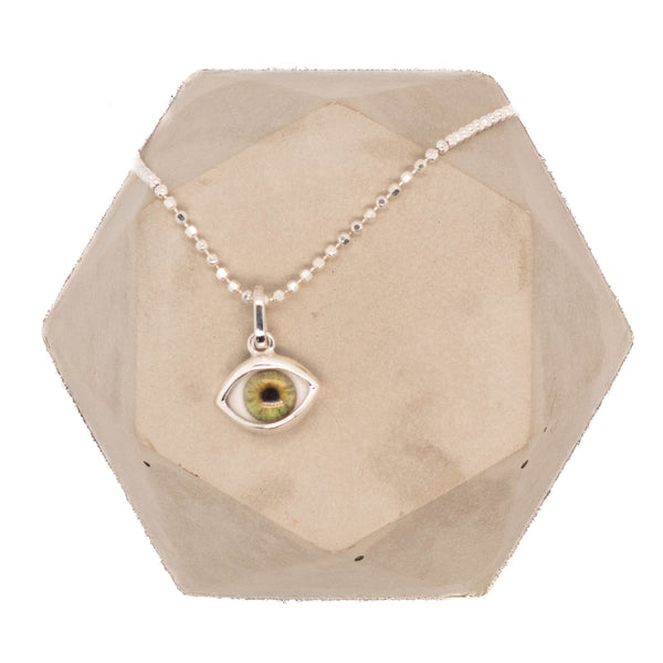 Green Silver Mini Eye Pendant