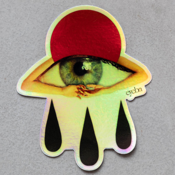 Hand Teardrops Holographic Sticker