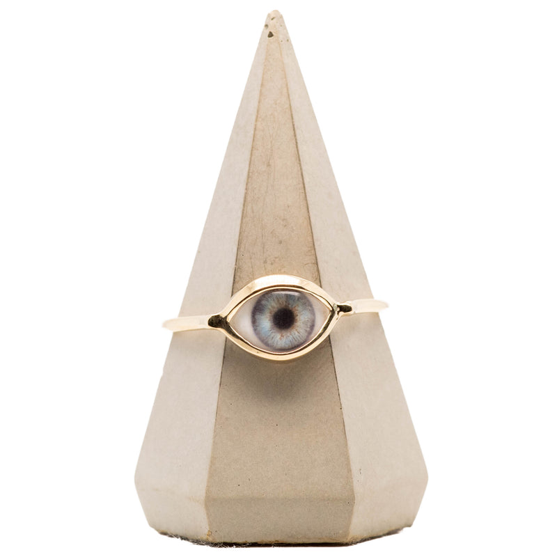 Blue Freckled Gold Mini Eye Ring