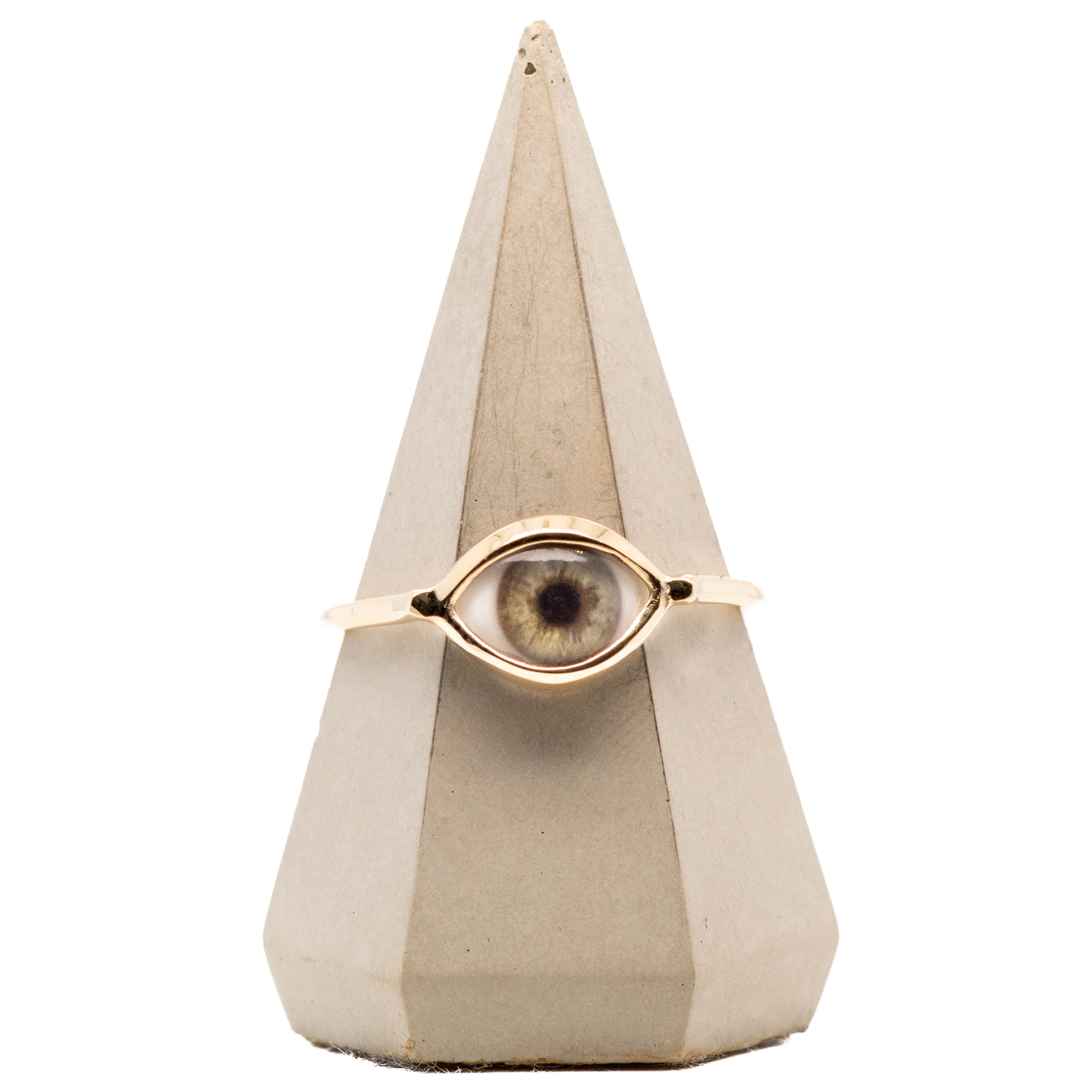 Sage Green Gold Mini Eye Ring Eyeba