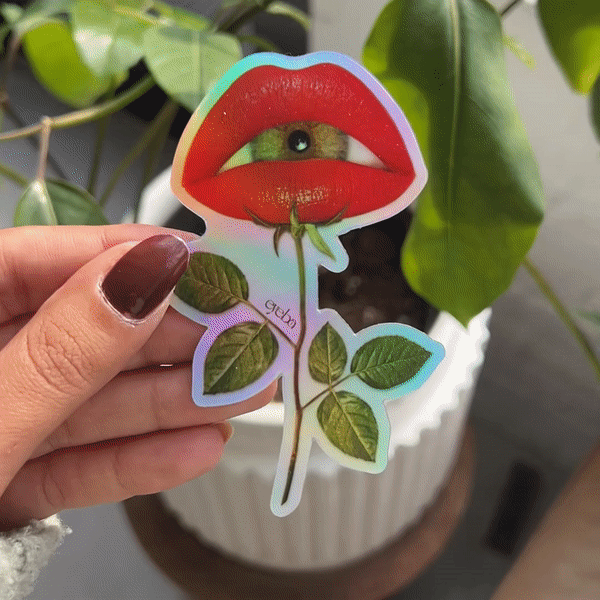 Rose Lips Holographic Sticker