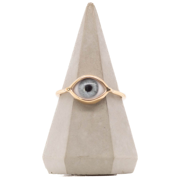 Light Blue Gold Mini Eye Ring