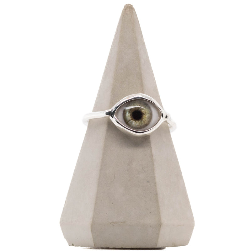 Sage Green Silver Mini Eye Ring