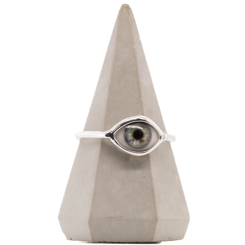 Grey Silver Mini Eye Ring