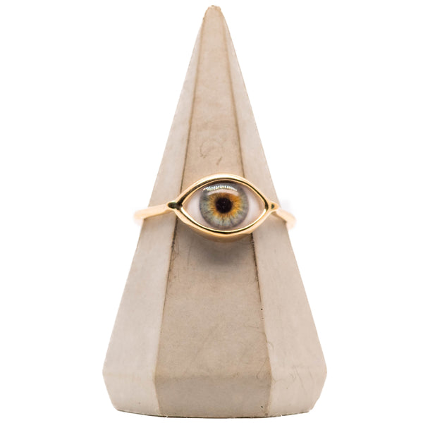 Blue Hazel Gold Mini Eye Ring
