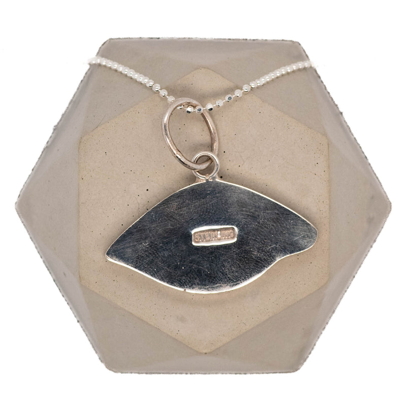 Silver Inlay Large Orange opal Protective Eye Pendant