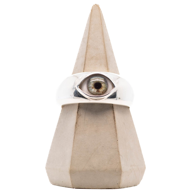 Sage Green Silver Thick Mini Eye Ring