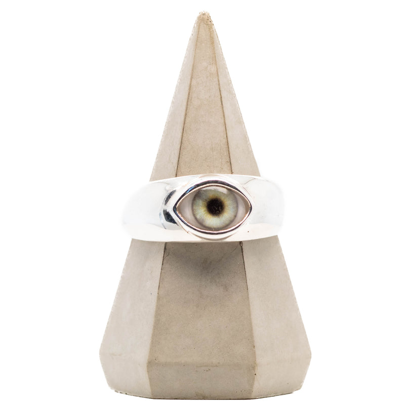 Ice Green Silver Thick Mini Eye Ring