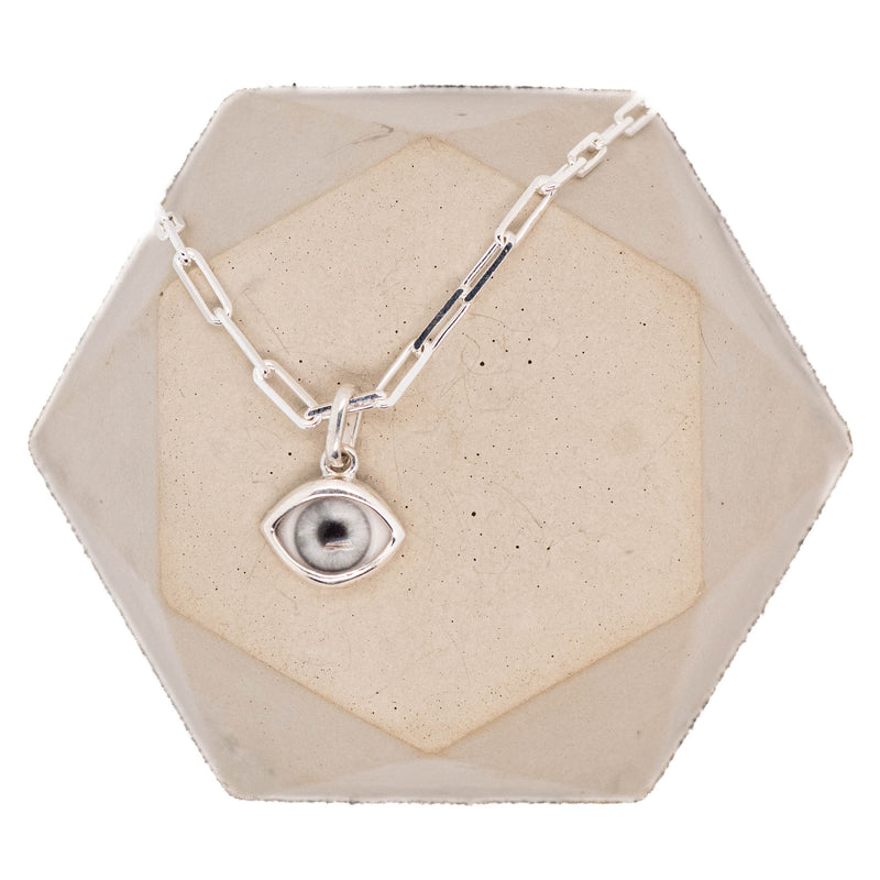 Ice Blue Silver Mini Eye Pendant