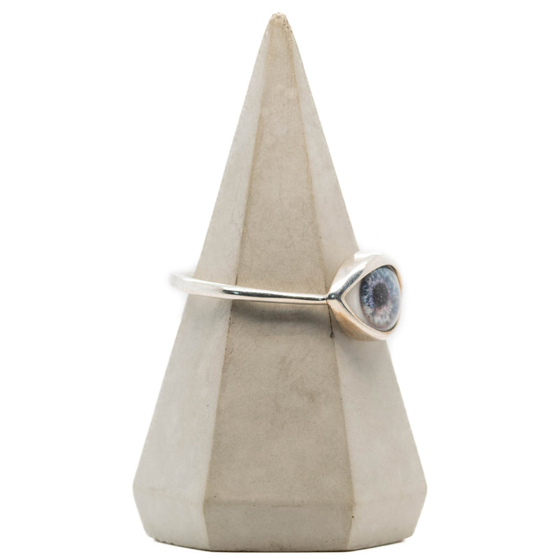 Grey Blue Silver Mini Eye Ring