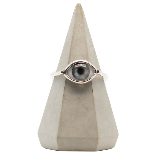 Dark Blue Silver Mini Eye Ring