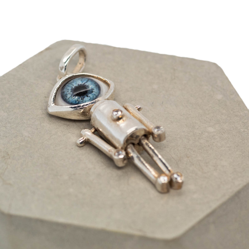 Mini Silver lavender Eye Friend Pendant