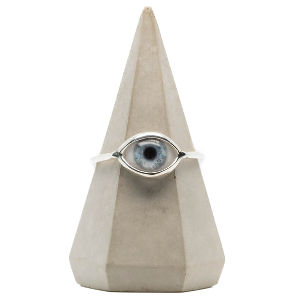 Light Blue Silver Mini Eye Ring