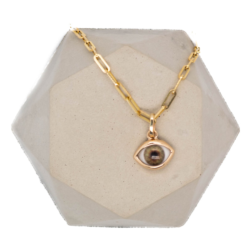 Dark Hazel Gold Mini Eye Pendant