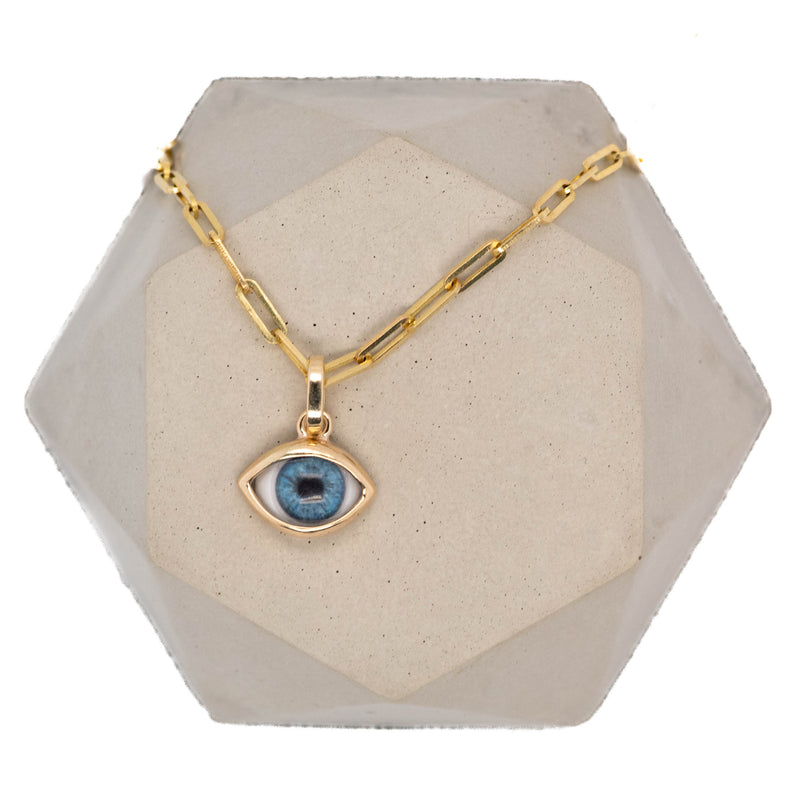 Bright Blue Gold Mini Eye Pendant