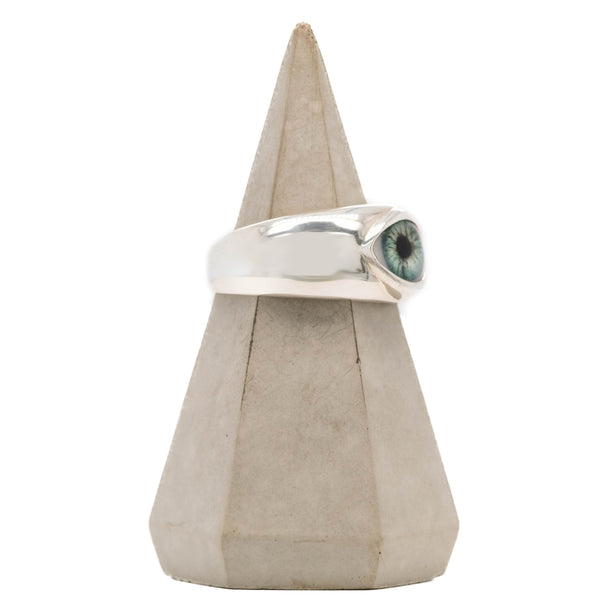 Turquoise Silver Thick Mini Eye Ring